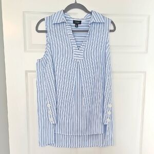 Jones New York Light Blue Striped Blouse